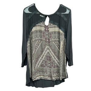 Women's Bohemian Patterned Top - Gray